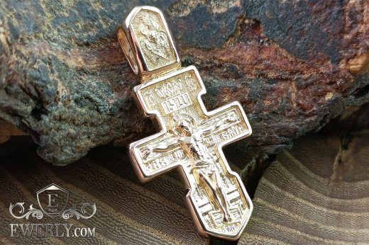 Натільний православний хрестик золотий з розп'яттям з жовтого золота