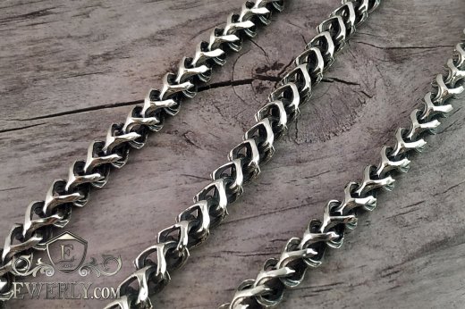 Плетение цепочки из серебра авторское - купить эксклюзивное серебряное плетение 101508JO