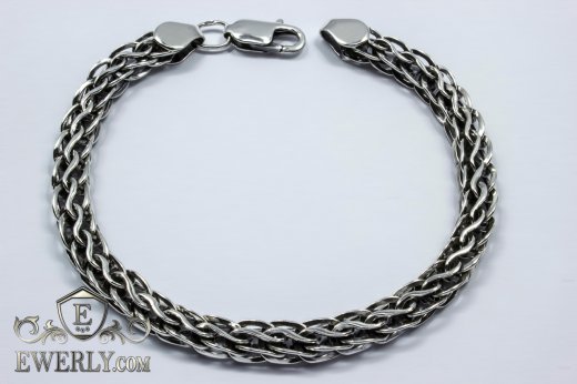 Уникальный серебряный браслет - плетение Молния на руку
