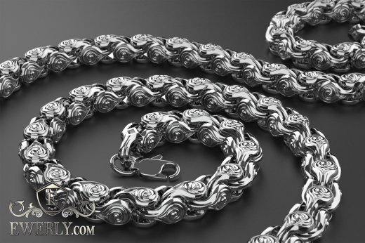 Авторская серебряная цепочка - купить плетение из серебра 111503HL
