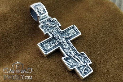 Крест серебряный мужской, купить православный нательный крестик