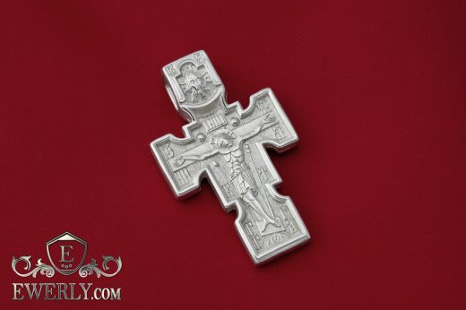 Православний срібний наперсний хрест з розп'яттям, срібло 925 проби