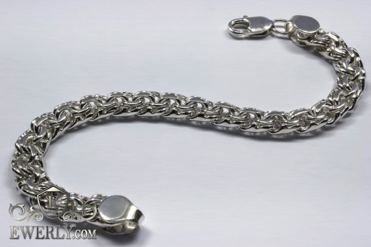 Серебряный браслет Бисмарк, купить плетение Бисмарк на руку из серебра (30 - 40 грамм)