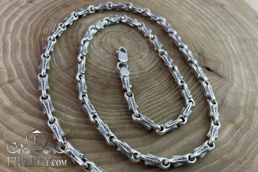 Авторская серебряная цепочка - купить плетение из серебра с чернением 111507AF